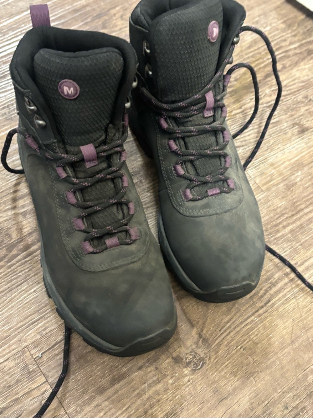 Women’s Black Hiking Boots with Purple Accents
